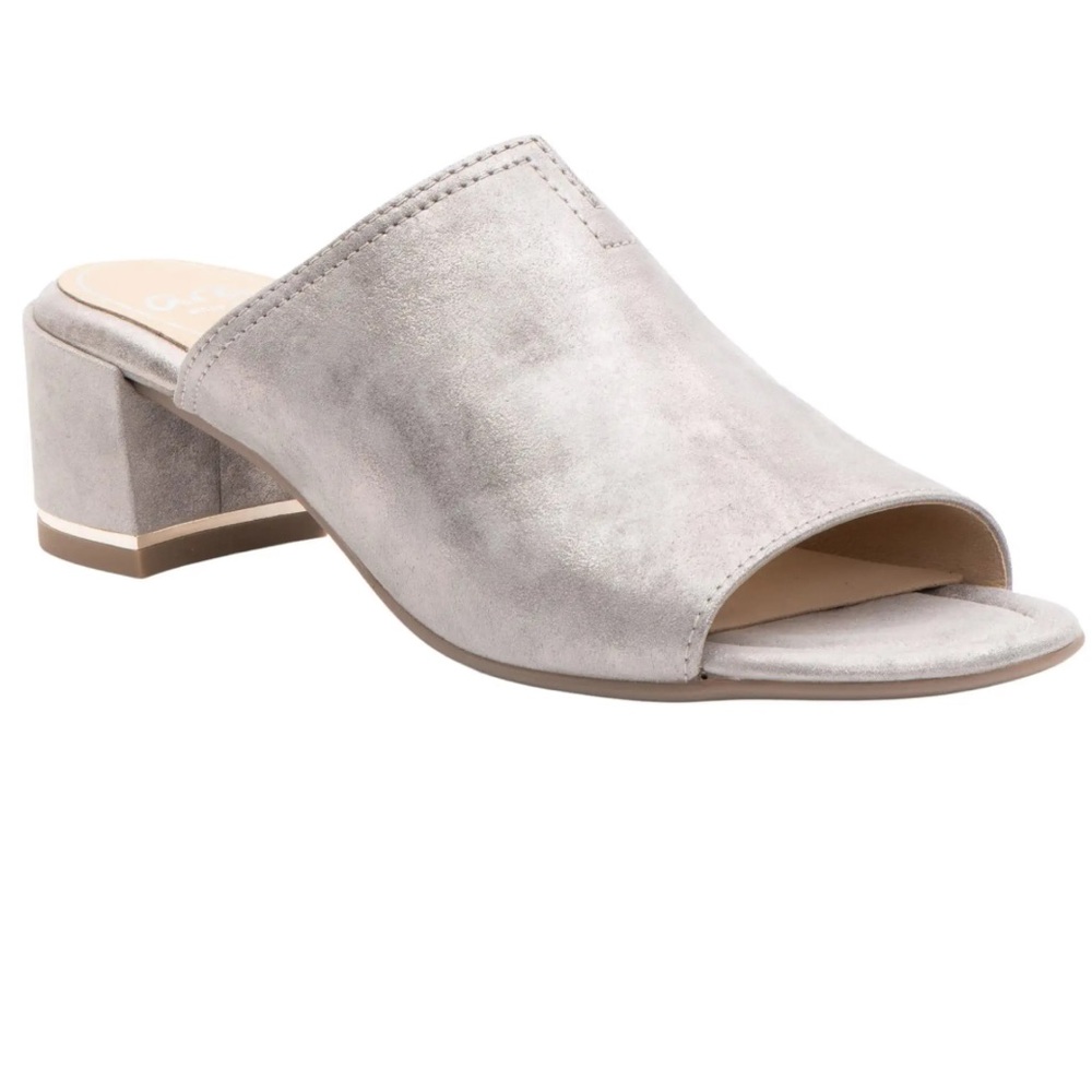 Ara Gerty block heel mule metallic silver size 9